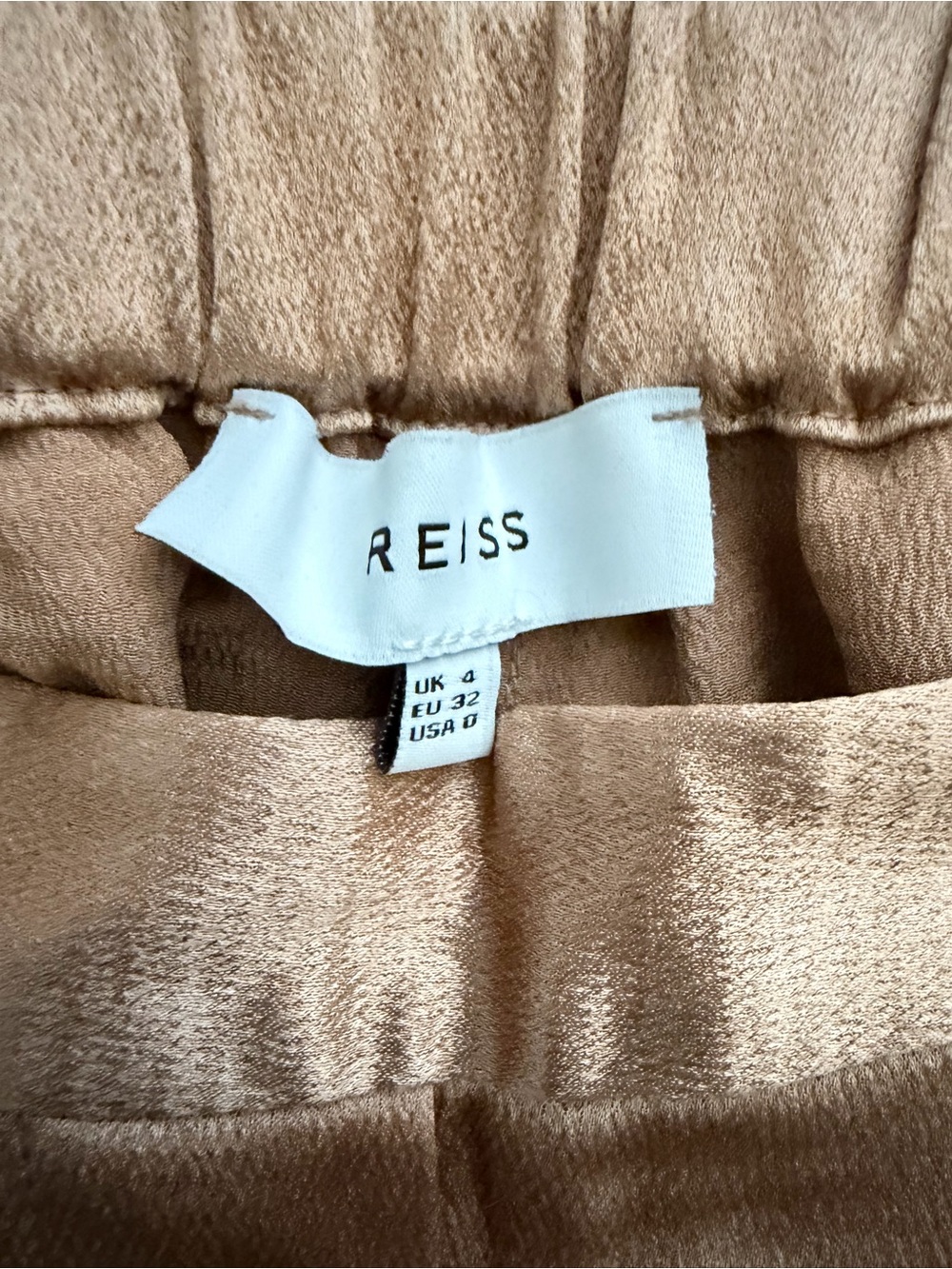 Reiss Wide-Leg Satin Trousers in Camel - Picture 5 of 6